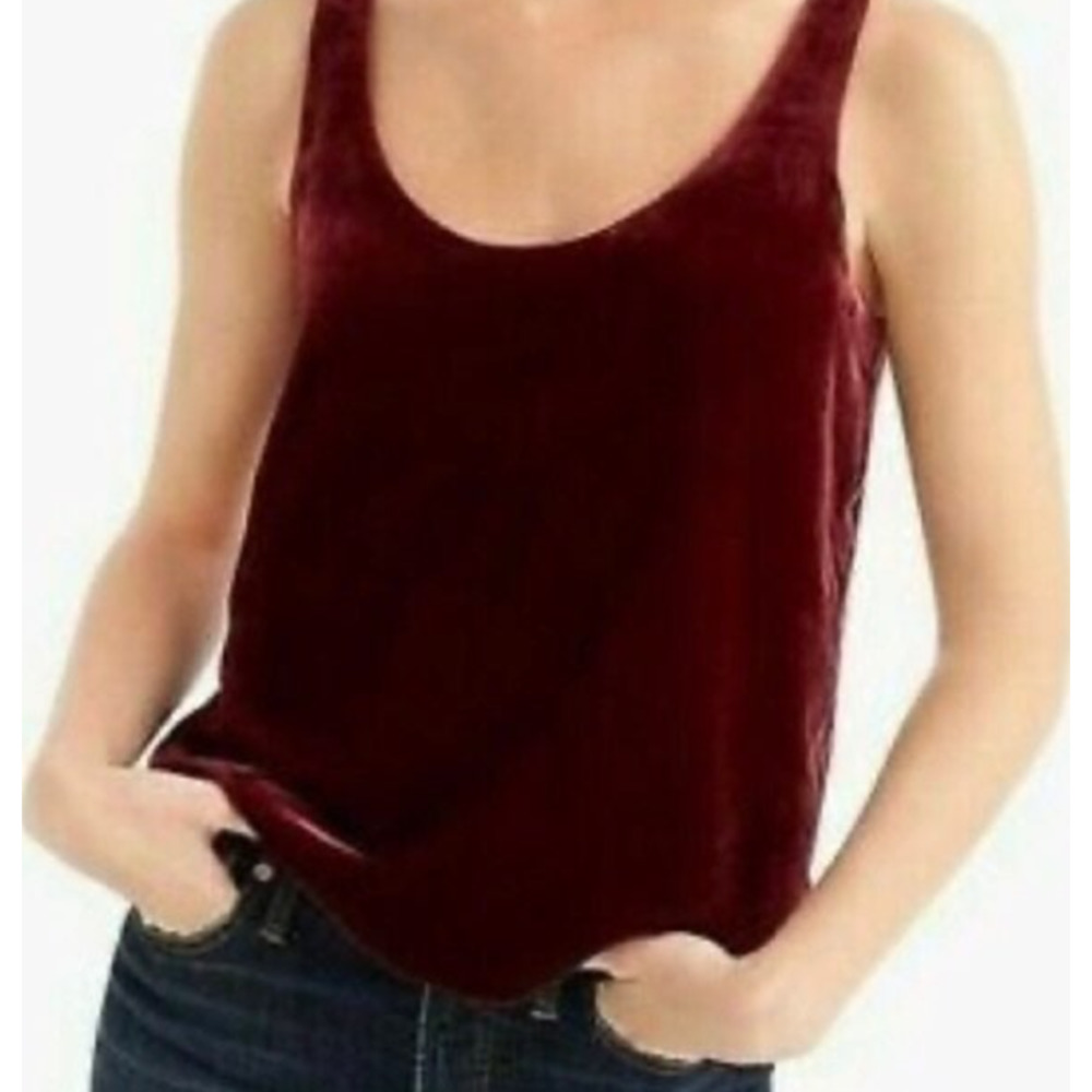 NWT J.Crew Burgundy Velvet Tank Top | Size 2